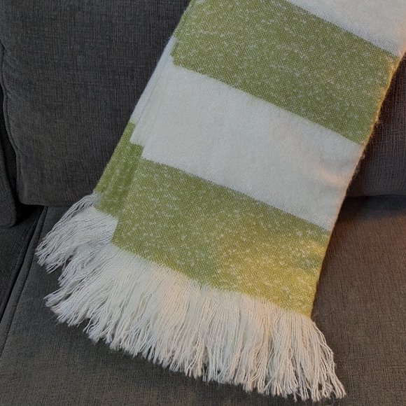 HARMAN HOME Bold Stripe Super Soft Faux Mohair Throw Green 50" X 60" Brand New - Picture 5 of 10
